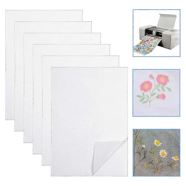 6 Sheets Sticky Water Soluble Embroidery Stabilizer, Dissolvable Print Paper for Printed Embroidery