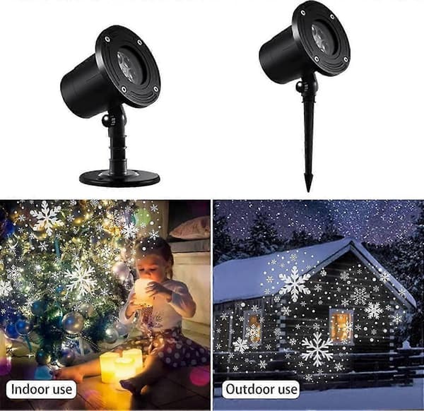 Christmas Snowfall LED Light Projector - Christmas Snow Light with Waterproof Plug for Moving Effect, Wall Mountable for Garden, Ballroom, Party, Halloween