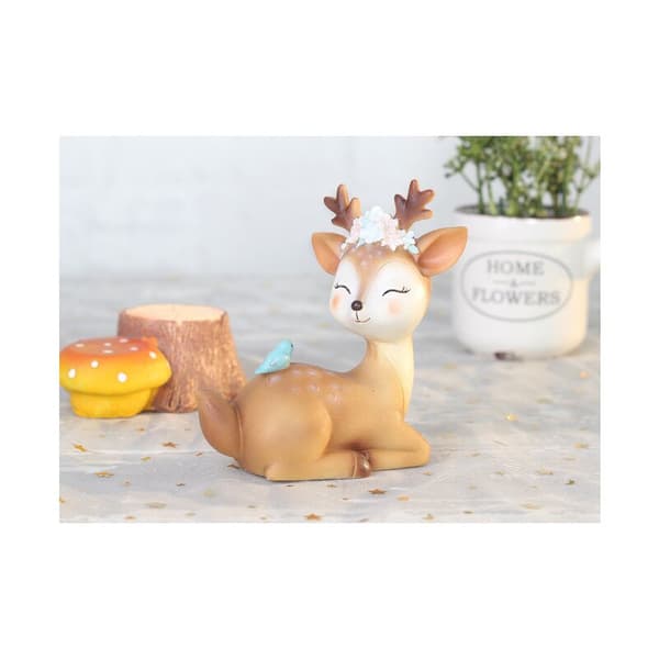 Fawn-figur, dyrepynt i harpiks, miniatyrhjortfigur