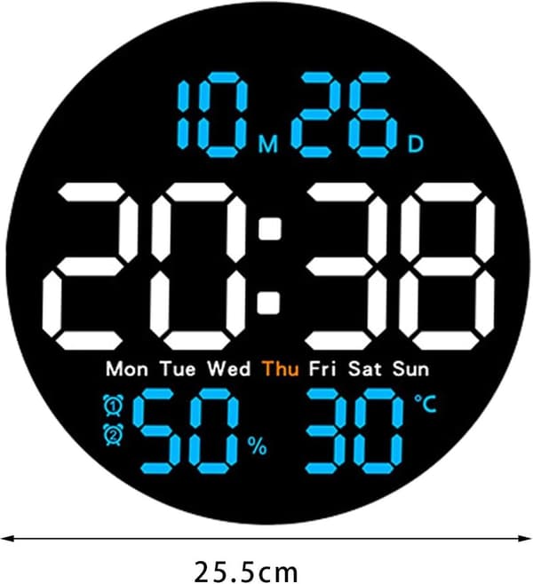 Digital LED-väggklocka med fjärrkontroll, temperatur, datum, luftfuktighet och stor display