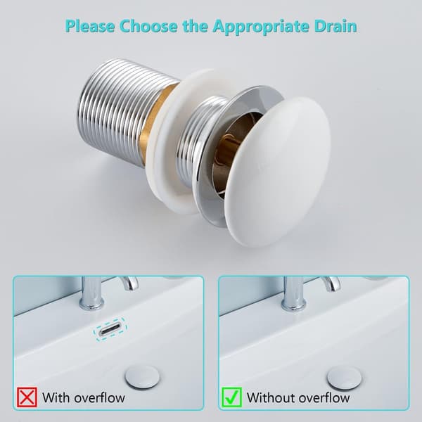 Sink Overflow Protector, Pop-Up Drain with Ceramic Cover, Universal Drain for Sinks and Toilets G1 1/4\", White_yu