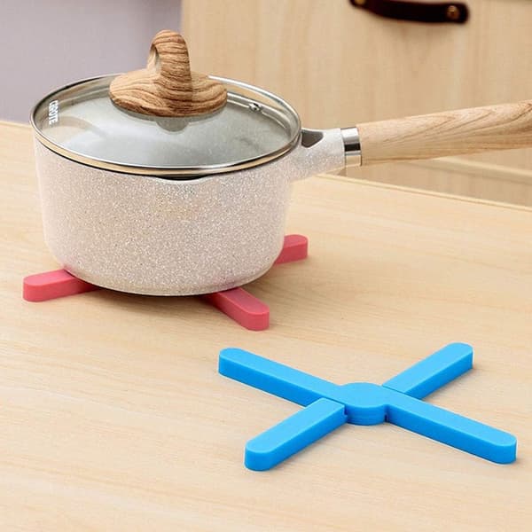 Silicone Trivet for Kitchen, Foldable, Non-slip, Heat-resistant, Thick, for Plates, Pots and Pans (Grey)