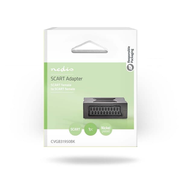 SCART-adapteri, nikkelöity, musta, 1 kpl Svart