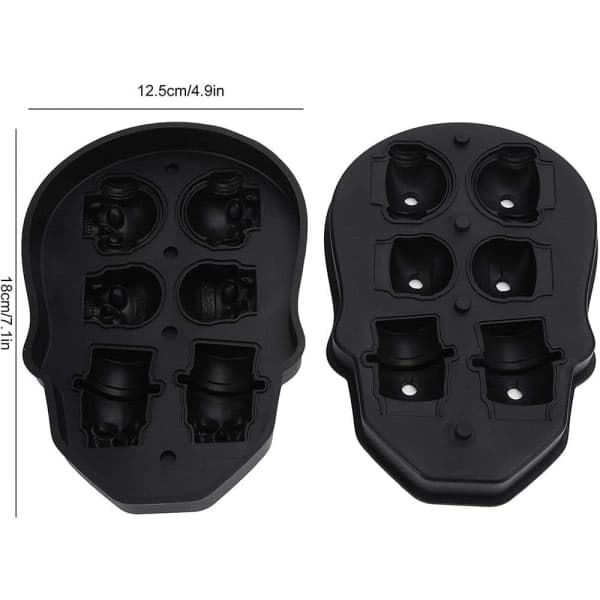 Pakke Skull Ice Fat, Silikon 3D Ghost Face Dagligvarer Is