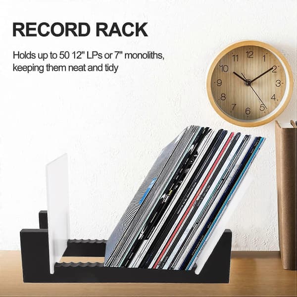 Vinylpladeopbevaring - Vinyl LP-pladestativ 34,8 cm langt - Vinylpladeholder (sort)