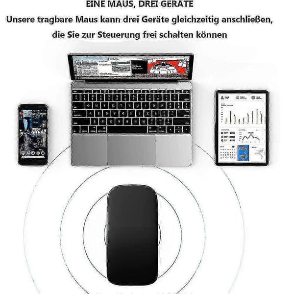 Ergonomisk trådløs mus, sammenleggbar flat mus, trådløs