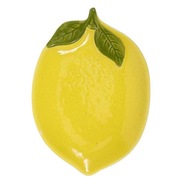 Keramisk Citronformad Tallrik 15x10,5x2 cm Gul