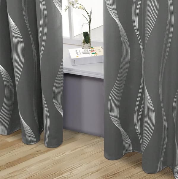 Mørkleggingsgardiner med ringer Termisk isolert enkeltpanel 132x213 cm