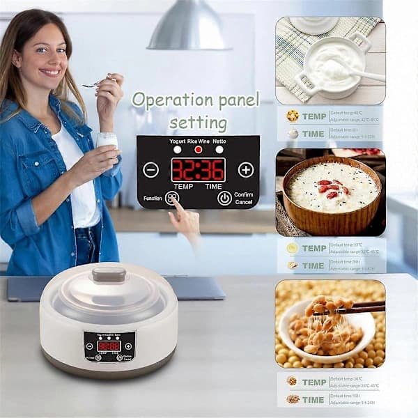 36-Hour Yogurt Maker, 1.2L Automatic Digital Yogurt Machine EU Plug
