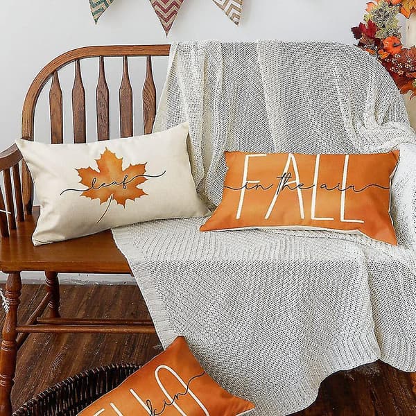 Autumn Decor Maple Leaf Pillowcase, 12 X 20 Pillows Autumn Thanksgiving Pillowcase For Sofa
