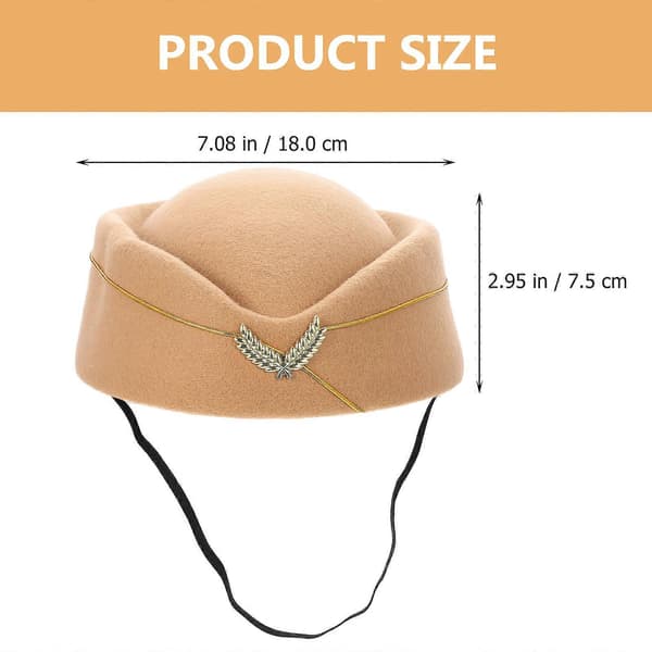 Band Costume Hat Flight Attendant Hat for Decoration 2pcs Khaki