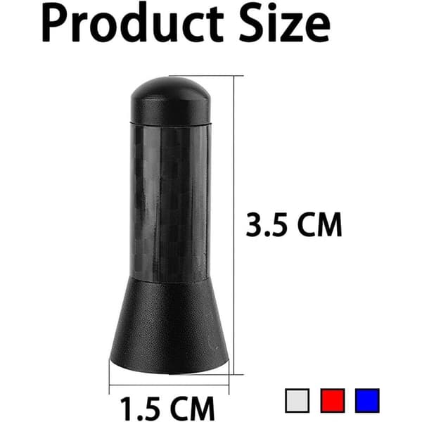 Kort bilantenne i aluminium og kulfiber, FM/AM-antenne, sort