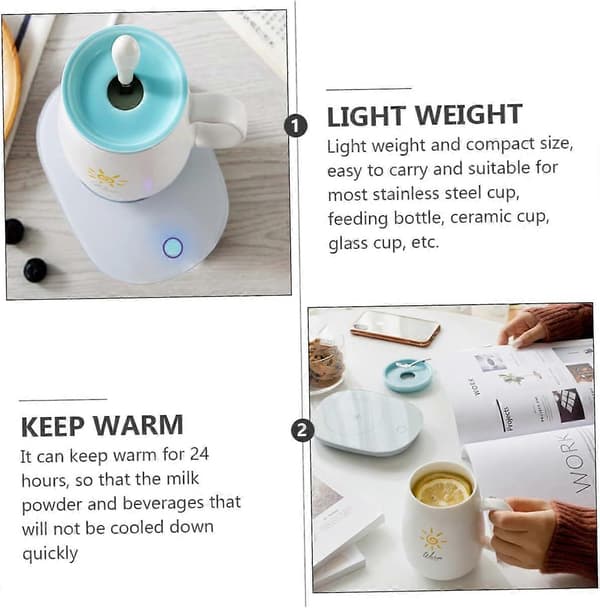 USB kaffekoppvarmer med konstant temperaturoppvarming, vanntett glassoverflate for hjem og kontor