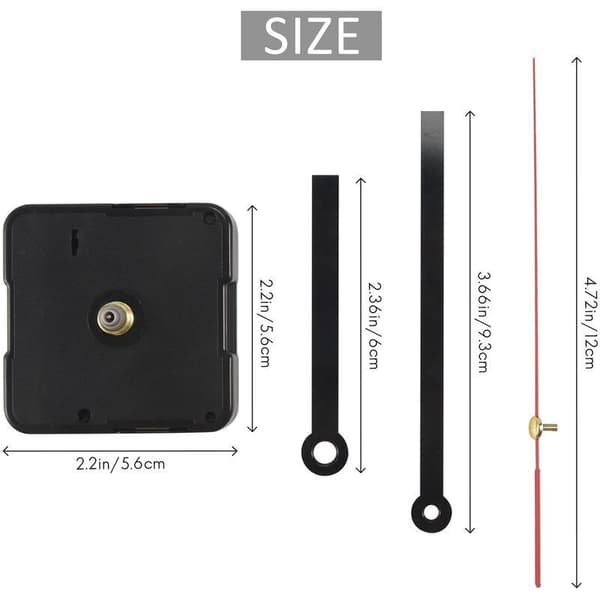 Quartz Clock Movement Mechanism DIY Replacement Parts Black + Hands