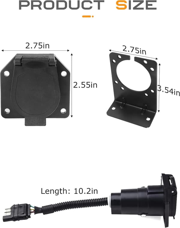 4-pinners til 7-pinners tilhengeradapter, 4-veis flat til 7-veis rund blad-tilhengerkoblingsadapter, biltilbehør