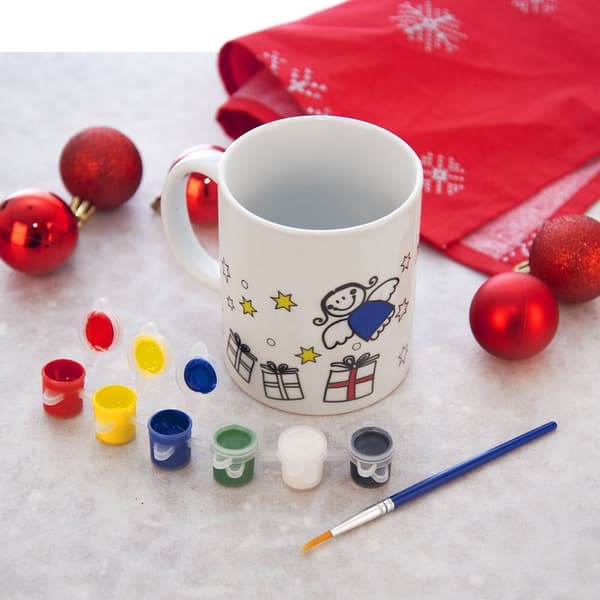 Mal dit eget julekrus: pensel, 6 farver, hvidt porcelæn