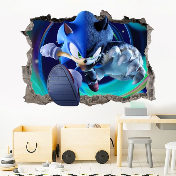 Sonic Graffiti seinätarra 3D itsekiinnittyvä irrotettava 50x70 cm