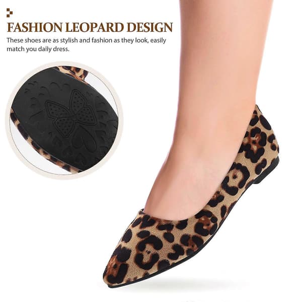 Mode Leopard Sko Flade Spidse Sko Fritid til Kvinder Damer (Khaki Leopard, Størrelse 39)