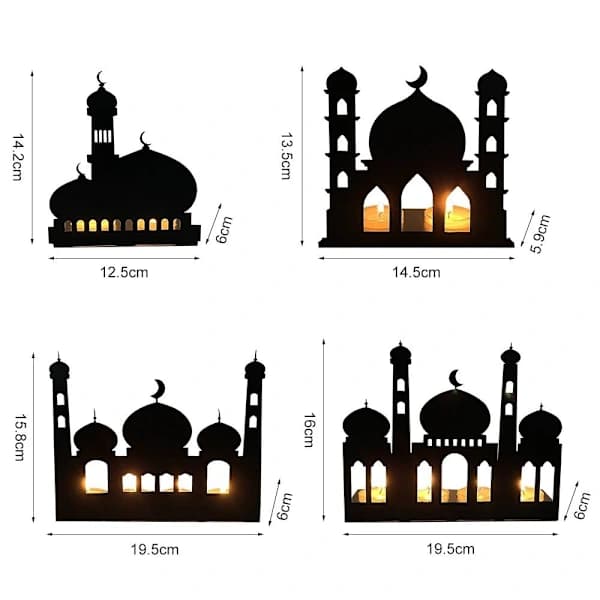 Eid-håndverk Slott Lysestake Ramadan Mubarak Lampe Dekorasjon