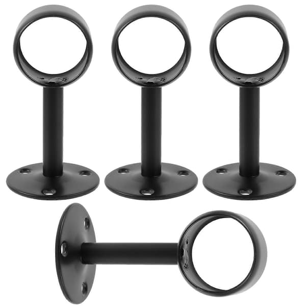 Takmonterat gardinstångsfäste Svart rostfritt stål 9x4,5x4,5 cm 4-pack