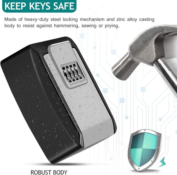 Waterproof Coded Key Box Outdoor Secure Key Box Wall Mounted Key