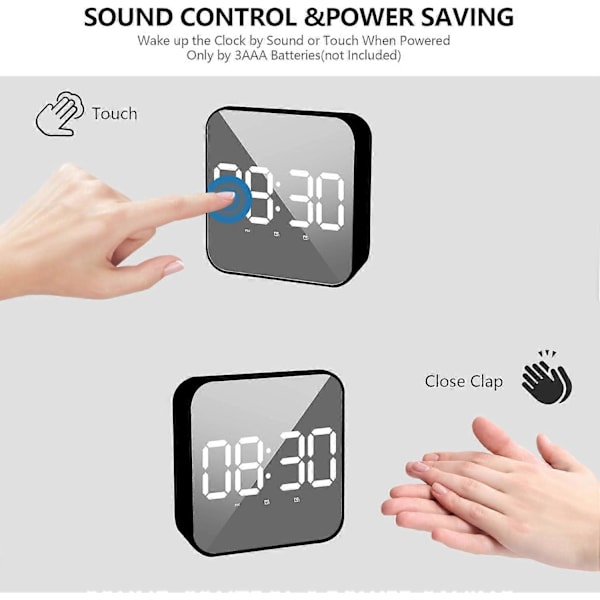 Features Large LED Temperature Display, Tick-Free USB/Battery Powered Clock, Snooze Function, 3-Level Adjustable Brightness, Voice Control
