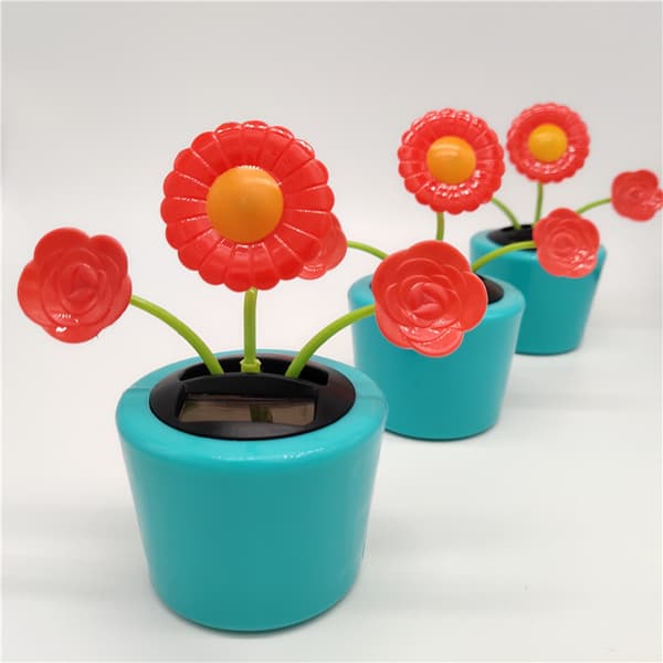 Tre blomster solcelleæbleblomst bil gynge nikker solblomst bilpynt kreativ gave