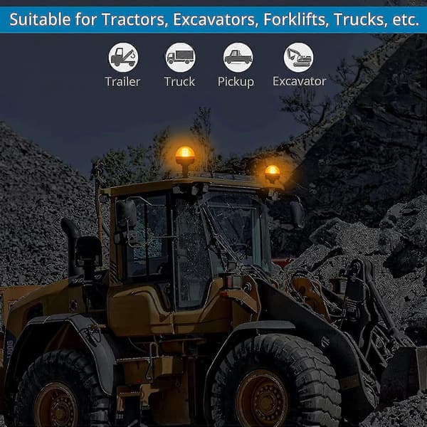 Roterende varsellys 60 LED ravgul vanntett støvtett for traktor lastebil biler