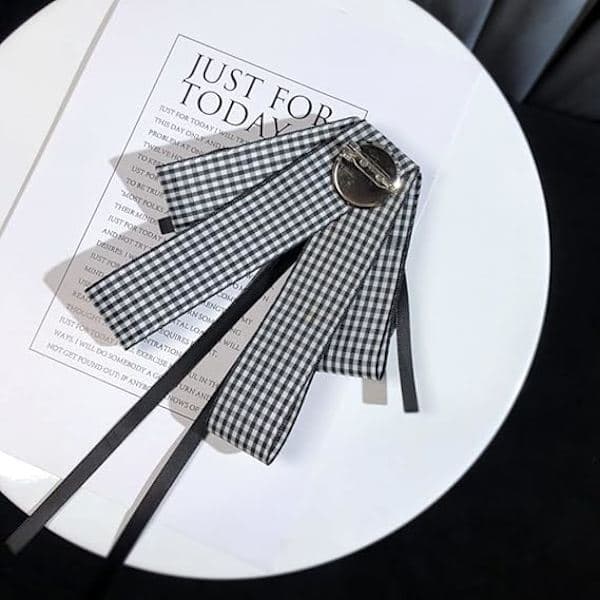 Båndbroche med perlestav, sløjfe til kvinder, forklædt sløjfe, skjorte, forklædt jabot-krave til uniform