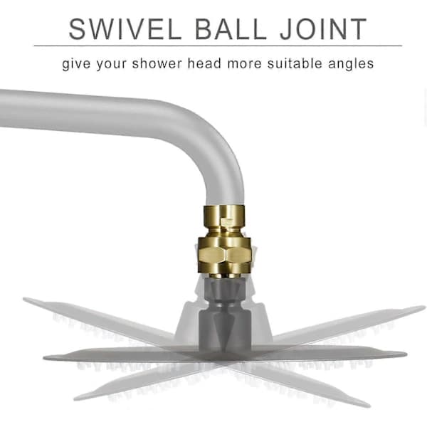 Solid Brass Shower Head Swivel Adapter, Adjustable Shower Arm Extender
