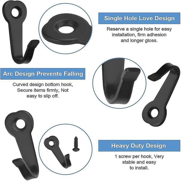 10 Pcs Clothes Hook, Single Hanger with 10 Screws Stainless Wall Mounted Hooks Retro Single Coat Rack SXQ