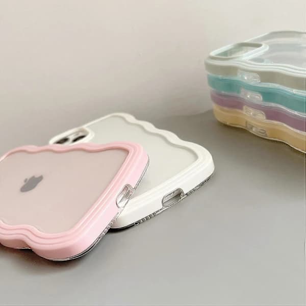 Compatible with iPhone 11 Case, Cute Wavy Pattern Transparent Case, Transparent Soft Silicone TPU Shockproof Case - Yellow