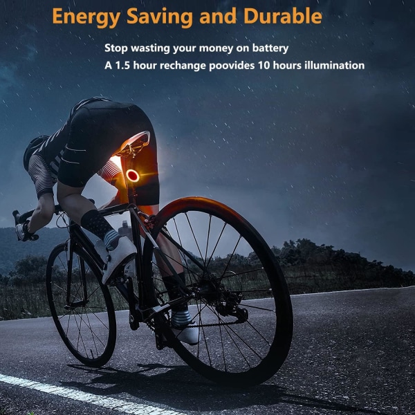 Genopladelig hjerteformet cykelbaglygte - LED-baglygte til natkørsel, sødt tilbehør, 5 tilstande, vandtæt a1