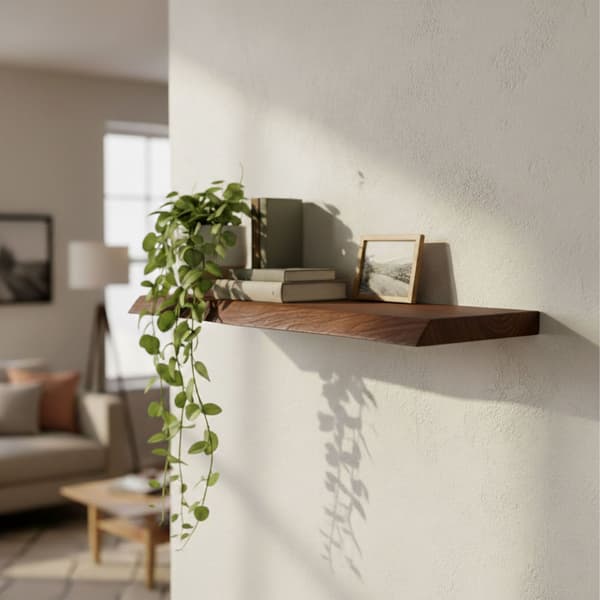 Live Edge hylle i massivt tre – Rustikk svevende design