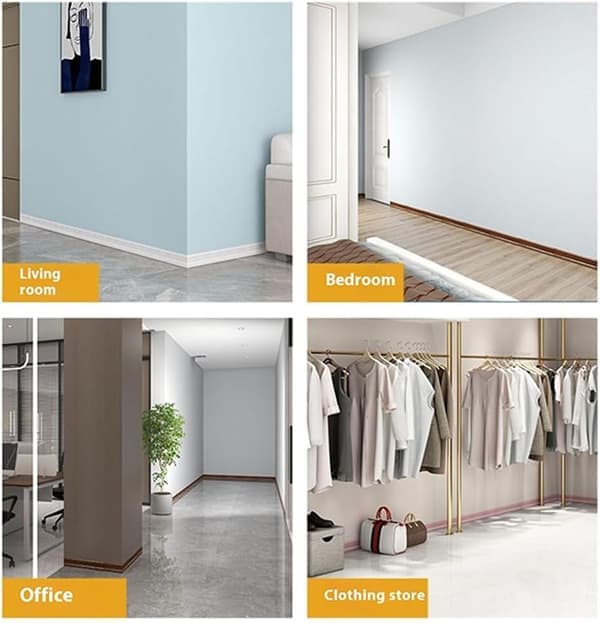 Wall trim for baseboards, foam trim, 9.2 m length, 8 cm width, embossed relief effect edges, white