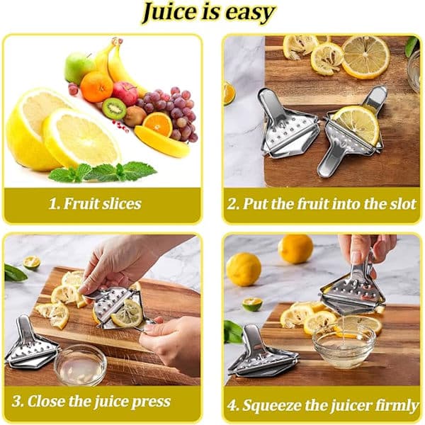 Citronpresser i rustfrit stål, 6-pak, manuel juicer