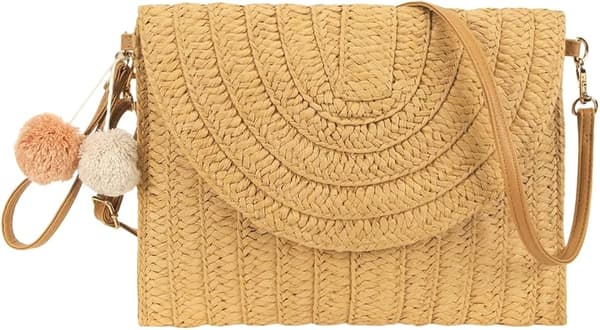 Halmveske dame håndveske retro liten skulderveske