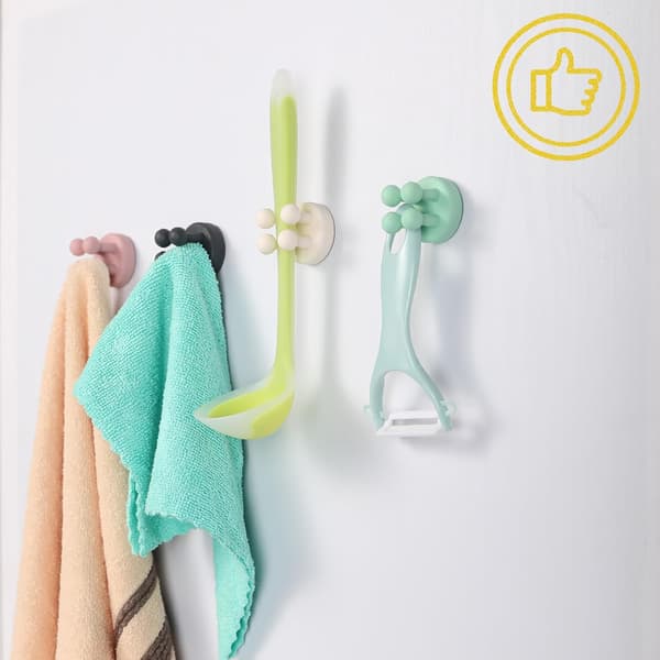 Silicone Toothbrush Holder 6 Pcs Multifunction Hook Razor Holder Waterproof Self-Adhesive Wall Mounted Single Hook White