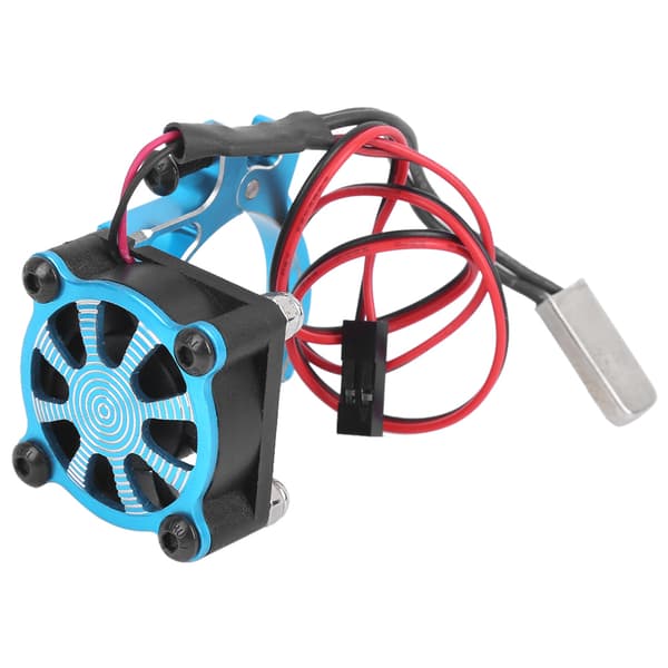 RC-modelbilmotorkøleventilator med køleplade og termisk sensor til 540 550 3650 3660 Blå