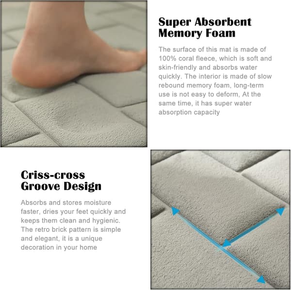 Badeværelsesmåtte 50 x 80 cm superabsorberende hukommelsesskum badeværelsesmåtte