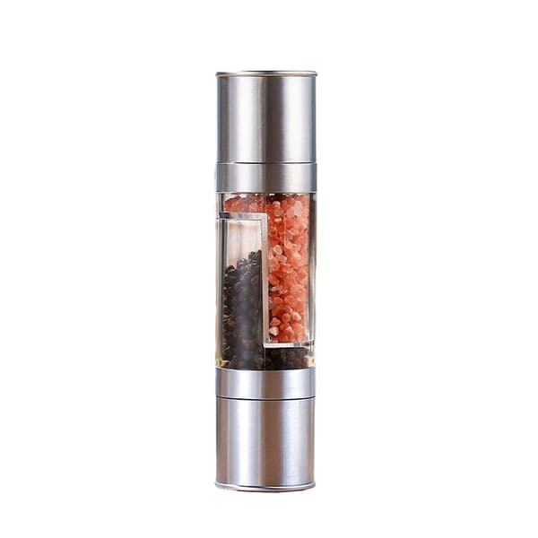 Adjustable Pepper Grinder with Dual Compartments and Large Bottle Opening - Manual Spice Mill