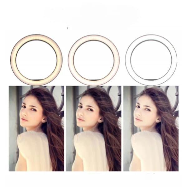 26 cm LED Ring Light for Makeup, Video, Studio - Dimmable with 3 Light Modes, Easy to Carry and Install (FMY)