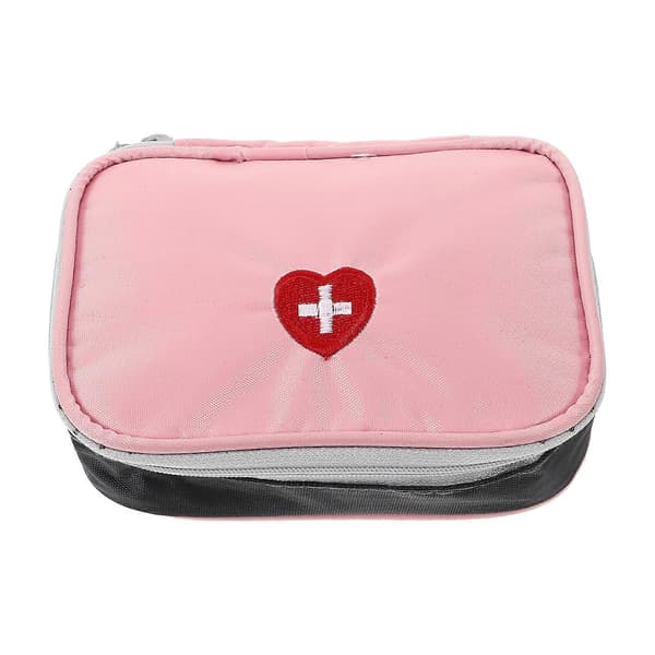 Portable Mini First Aid Medicine Bag Polyester Medicine Storage Box Small Organizer Emergency Medical Pack (Pink)