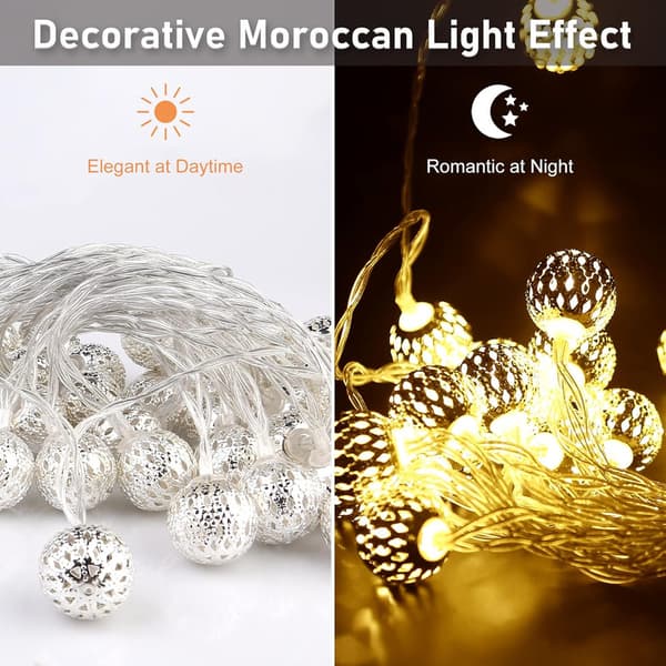 LED String Lights Indoor - USB String Lights Outdoor Electric, 30 Moroccan Silver Balls with Remote Control