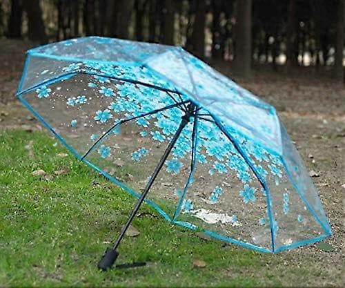 Transparent Hopfällbart Paraply Körsbärsblommor Klart Paraply Se Genom Regn Hopfällbart Paraply