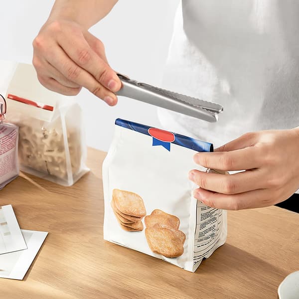 Sæt med 6 forseglingsklemmer i rustfrit stål, 4,5 tommer alligatorklemmer i rustfrit stål, poseforseglingsklemmer til snackbrød kaffemadpose (sølv)