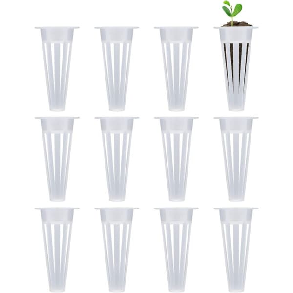 12 Vita Hydroponiske Netpotter, 12-pak Erstatningsdyrkningskurve til Planter, Kompatible med Hydroponiske Systemer