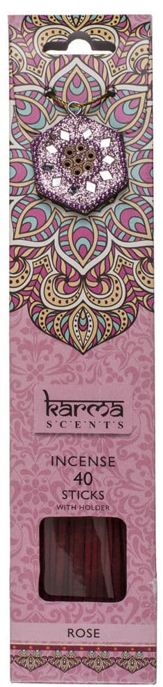 Røgelsespinde inkl. holder, Karma - Rose