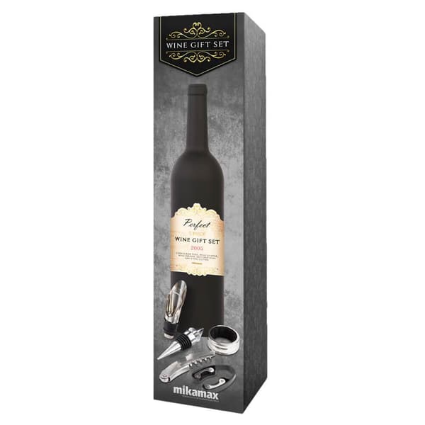 Wine Bottle-Shaped Gift Set: Wine Accessories & Decor Svart black