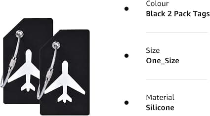 Silikon bagageetikett med namnskylt, svart, 2-pack